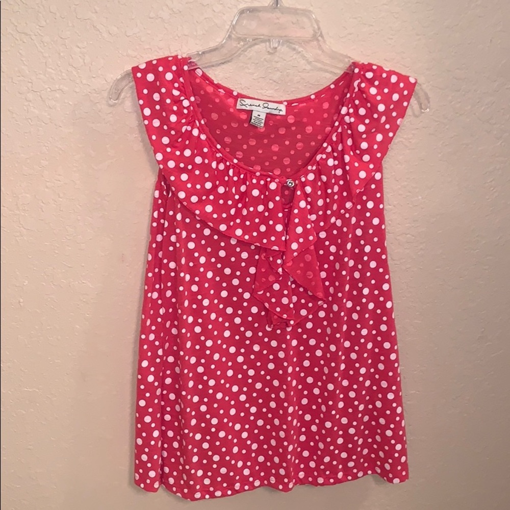 Pink and white polka dot Jessica Simpson shirt